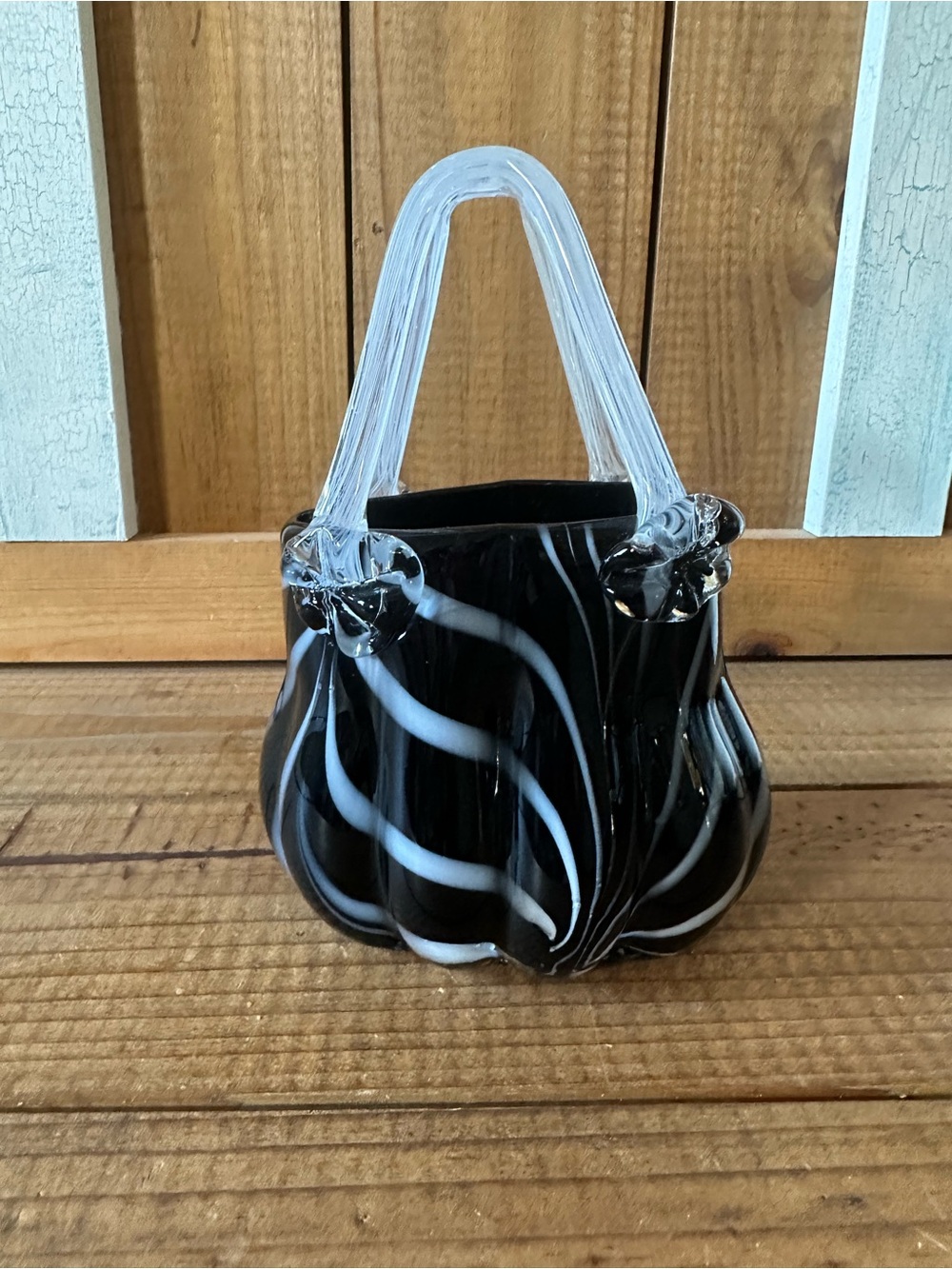 Black & White Swirl Glass Handbag - Women Bags